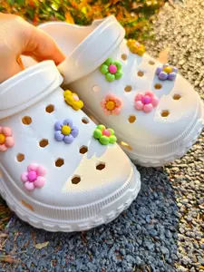 Resin Flower Shoe Charms Set of 10, Cute Floral Decorations for Women Men Teens, DIY Shoes Accessories for Sandals, Wedge Sandals and Flip Flops
