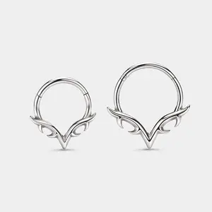 Oufer Blade Wings V Shape 16G Hinged Segment Clicker Septum Ring for Piercing Jewelry Stainless Steel