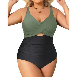 Daci Plus Size One Piece Swimsuits - Tummy Control Bathing Suit for Women Cutout Swimwear