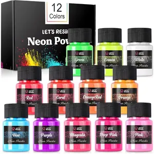 Neon Pigment Powder,12Colors Fluorescent Powder,10g/Bottle of Mica Powder for Epoxy Resin,Nail,Tumblers,Soap Making,Slime & Candle,Painting, and DIY Crafts