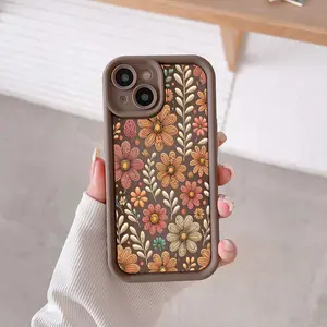 Vintage Floral Pattern Phone Case , Soft Silicone , Fully Protected and Shockproof For iPhone 17 16 15 14 13 12 11 Pro Max Plus X XSMax Air Mini 16E
