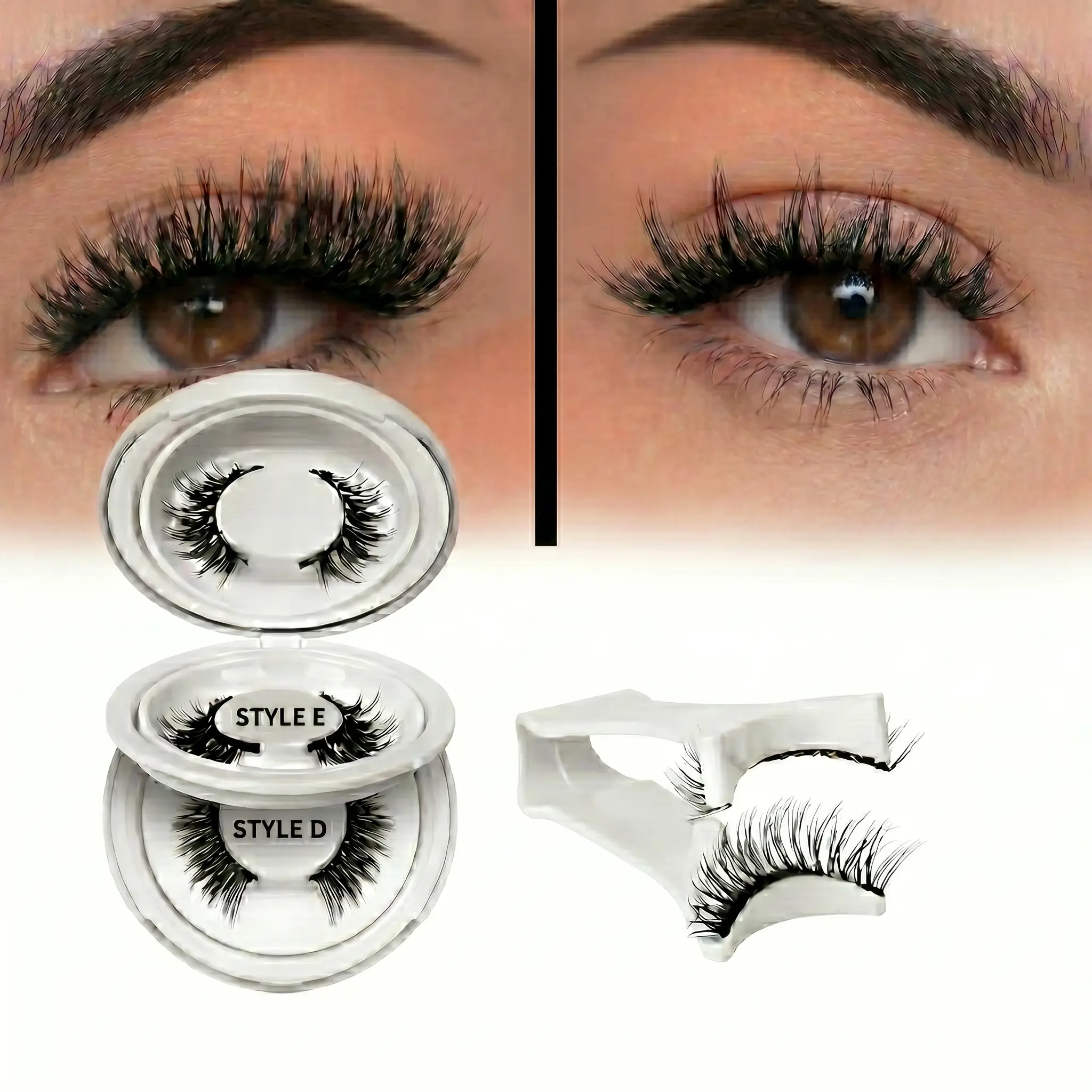 2 Pairs Natural False Lashes with Applicator, Reusable Magnetic Eyelashes Kit,  No Glue Required, Easy to Wear and Remove for Flawless Everyday Makeup