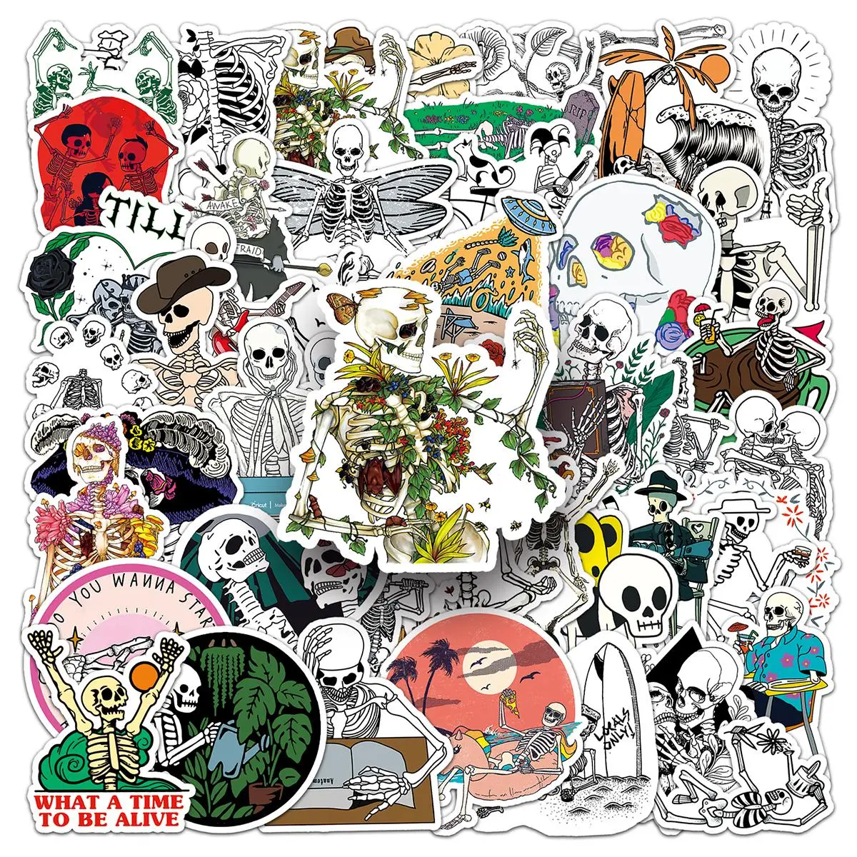 Creative Skull Pattern Sticker, 50pcs Waterproof Self Adhesive Decor ...