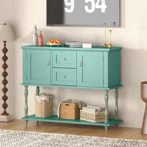 Garvee Entry Table with 2 Drawers, 106.7 cm Vintage Console Table with Storage Shelf and 2 Doors, Farmhouse Buffet Sideboard Cabinet for Hallway, Living Room, Entrance, Green