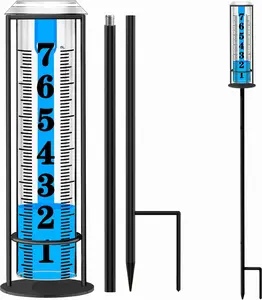 Rain Gauge Outdoor,Accurate Rain Gauges Outdoors  Rated,Upgraded Freeze Proof Rain Measure Gauge for Yard Fence,Rain Meter with Stake,Large Font Water Gauge for Rain,Adjustable Height,Easy to Read
