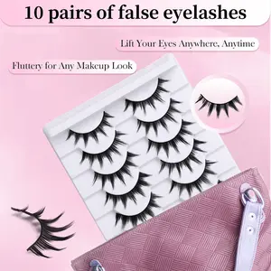 Lazy Person Universal False Eyelashes, Instant Big Eyes, Natural Dense, Voluminous Curl, Soft Breathable, Reusable Beauty Product