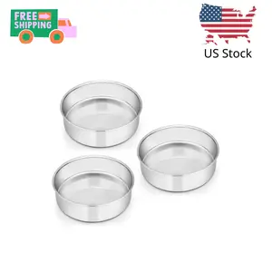 6 Inch Cake Pan Set of 3, Stainless Steel Round Smash Cake Baking Pans Tins