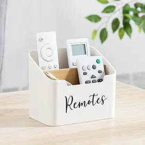 Remote Control Holder Desk Storage Organizer Box TV Remote Holder,Remote Control Holder Caddy with 2 Compartments Container for Desk, Office Supplies, Home, Desk Accessories