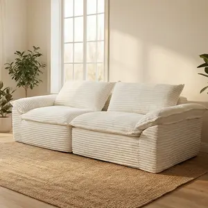 71-inch Cloud Sofa Corduroy Loveseat, Modern Adjustable Upholstered Couch with Deep Seat, No Assembly Required, Space Saving Tufted Design, Spring for Lasting Support, Soft Plush in a Box, Suitable for Living Room & Bedroom