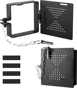 (2-Pack, Black 4"x4" Metal RV Bumper End Cap with Vent Holes, RV Bumper Plug End Cap, Square Camper Bumpers Caps for Trailer Outdoor Travel, Camper Bumpers Protective Cover with Hinged Door