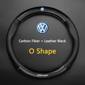 Carbon Fiber Car Steering Wheel Cover for Volkswagen Vw Gti Scirocco Polo Passat Golf Tiguan Jetta T-Roc Beetle T-Roc ID.3 ID.4 Jetta T-Cross