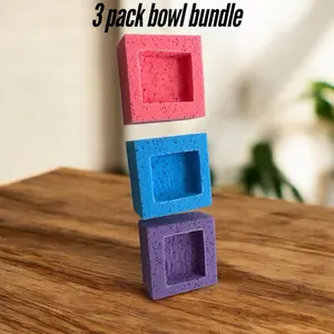 DIY Colored Style Shapes Cut for Asmr Purpose Sponges Pack of 3 Self Cut Sponges in Orange Yellow and Purple