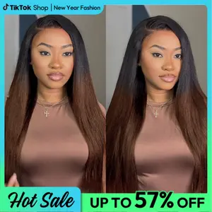 [Ombre Color] Asteria Hair Side Part Ombre Color Light Yaki 13×6 Lace Front Wigs Ready To Go Glueless Wig Yaki Straight Human Hair Beginners Friendly Valentine Musts