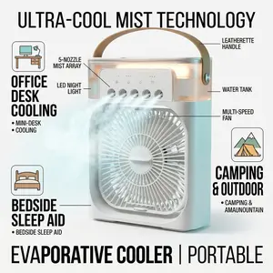 3 in 1 Fan Air Conditioner Household Mini Air Cooler LED Night Light Portable Humidifier Air Adjustment Fan Office Home Fan