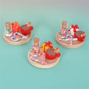 Festive Dollhouse Decor Set 6pcs Christmas Miniature Dollhouse Decoration Set with Gingerbread Men Lollipops and Pallets for Unisex Use