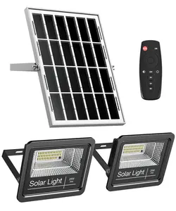 Solar floodlight outdoor light, 1000LM double light white Ip65 waterproof spotlight, solar light automatic on/off, dusk to dawn, can be remotely controlled for yard garden shed barn outdoor and so on