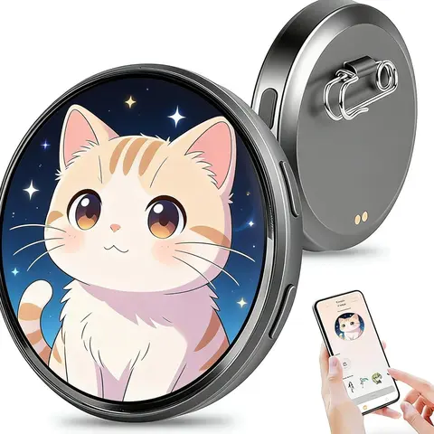 HD Touchscreen Customization ABS Digital Badge Pin - 1.95 in Stand-out Anime Electronic Brooch, Women's Bag Backpack Accessory, Christmas Gift (Cameras & Photography Accessory)