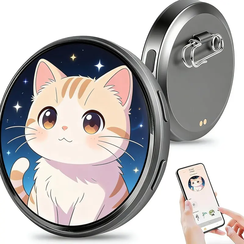 HD Touchscreen Customization ABS Digital Badge Pin - 1.95 in Stand-out Anime Electronic Brooch, Women's Bag Backpack Accessory, Christmas Gift (Cameras & Photography Accessory)