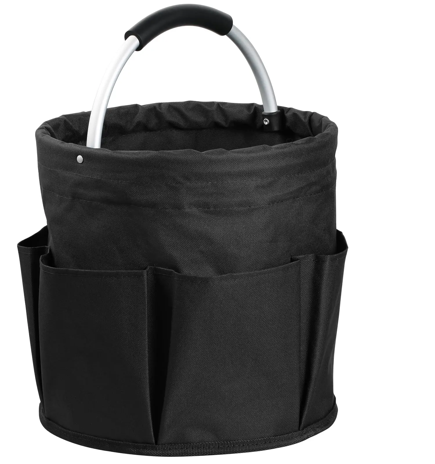 Black 17L Multifunctional Oxford Fabric Cleaning Caddy - 600D Material, Foldable, Portable with Handle, 6 Pockets, Compact Home Organizer for Cleaning Supplies, Easy Storage for Outdoor Enthusiasts (Camping)