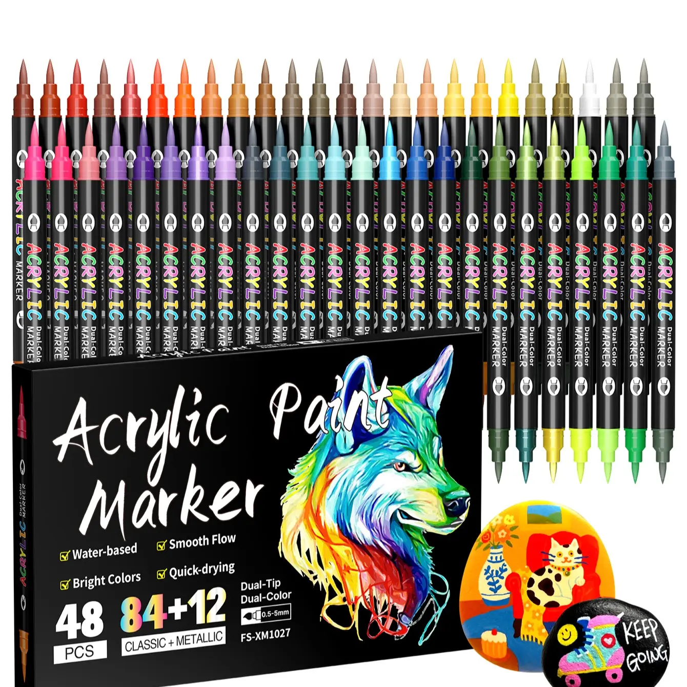Acrylic Paint Markers, 96 Colors, Liquid Acrylic Markers, Dual Tips Dual Color Pens for Rock Painting, Canvas, Wood, Glass, Ceramic, Fabric, Plastic, Egg & Scrapbook, Art Marker Set