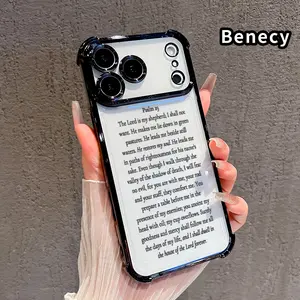 Four Corners Air Cushion Anti-drop Cell Phone Case for iPhone 17 Pro Max 16 15 Plus Air 14 13 12 11 E Divine Shepherd Psalm Pattern Electroplated Transparent Silicone Cover