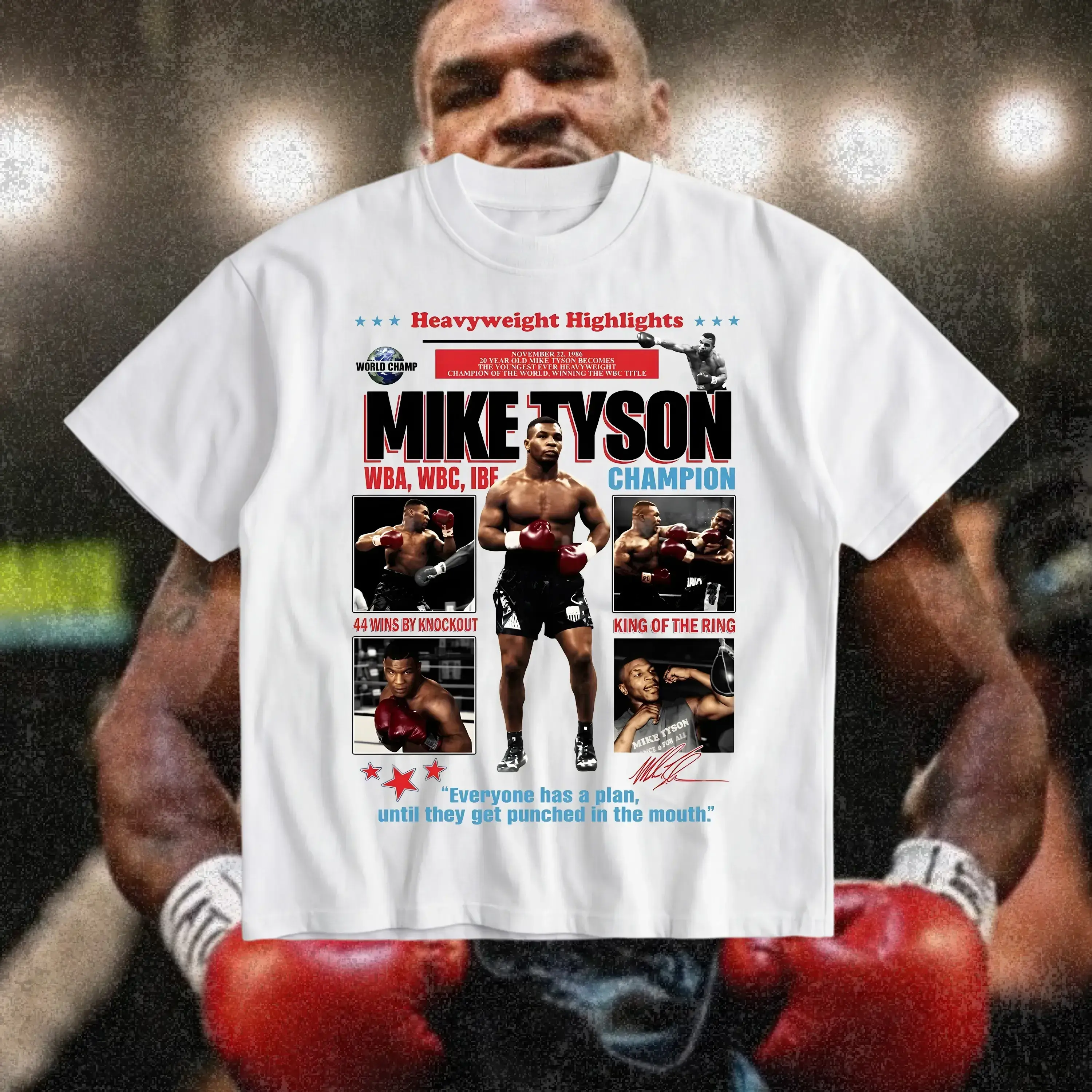 Mike Tyson Heavyweight Highlights Boxing T-Shirt Mike Tyson Graphic Tee Combat Sports Fan Shirt Boxing Fan Apparel Boxing Shirt Gift for Men Women American Made Fightwear - Menswear