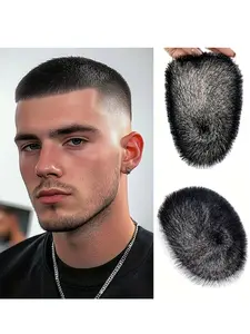 Men's Handmade Topper, Full Hand Crocheted, Elegant Straight Hair, Universal Fit, Suitable for All Business Styles, Full Coverage, All-Gender Compatible, Pre Cut Wigs