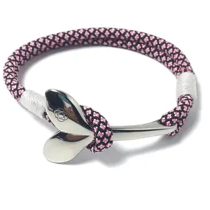 Pink Diamond Nautical Whale Tail Bracelet Stainless Steel 326