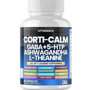 Corti-Calm Cortisol Supplement, L Theanine, Ashwagandha, Vitamin D 3, GABA for Relaxation, Fatigue & Focus with Ginkgo Biloba, Bacopa Monnieri, 5-HTP – Non-GMO, Made in USA – 60ct