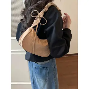 2026 Soft Nylon Bow Shoulder Bag, Large Capacity Drawstring Crossbody Bag, Lightweight Trendy Aesthetic Daily Handbag for Women