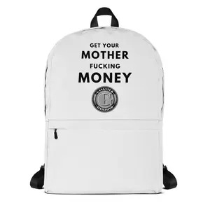 Gangster Affiliated "Get Your MF Money" White Backpack