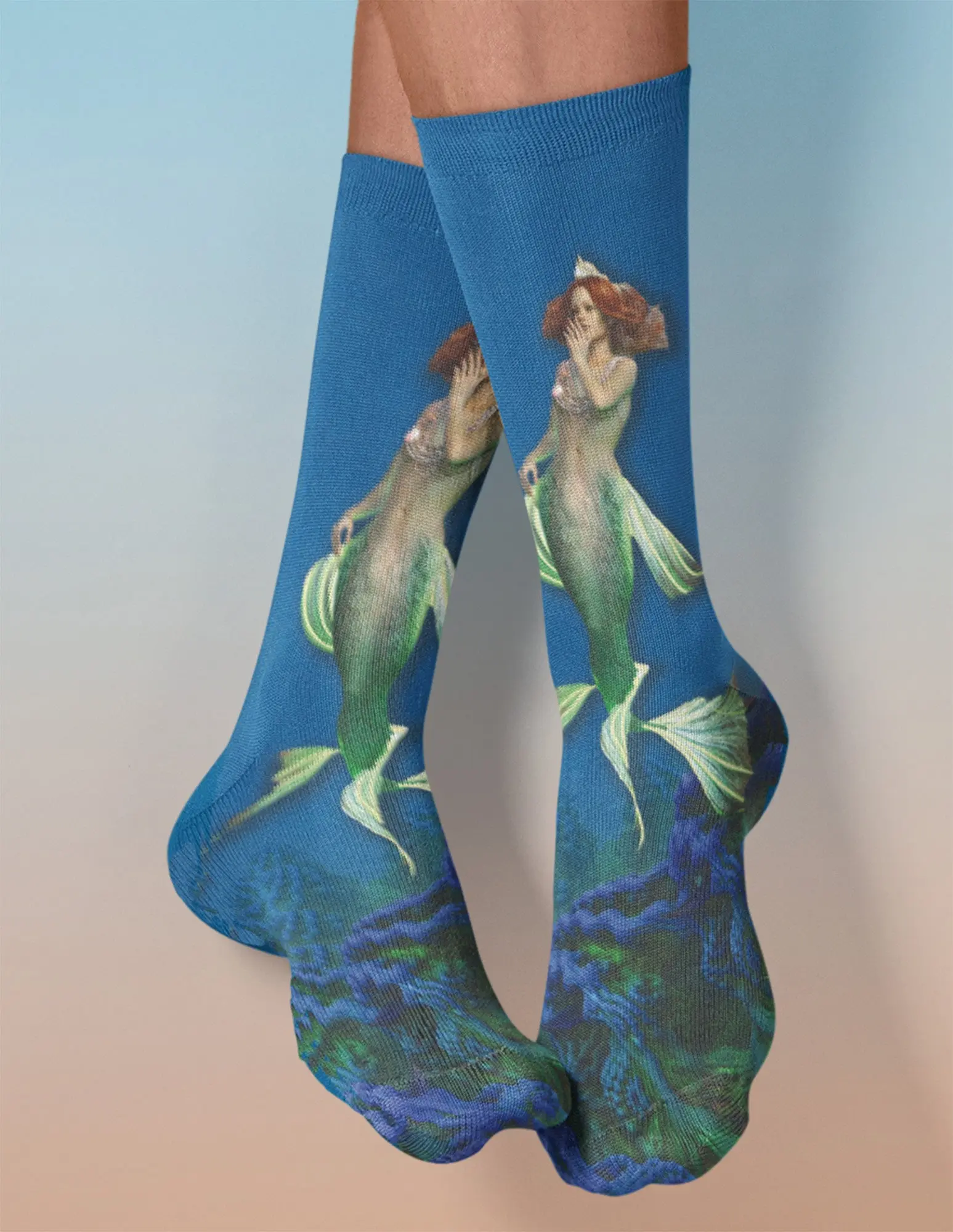 Blue Mermaid Diana Crew Socks for Women - Comfortable and Spandex Material - Womenswear