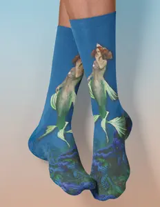 Blue Mermaid Diana Crew Socks for Women - Comfortable and Spandex Material - Womenswear