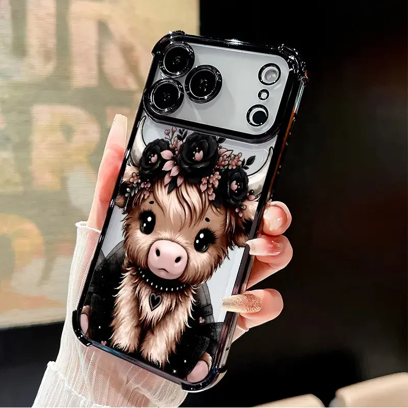 Highland Cow Black Rose Phone Case by CasePop