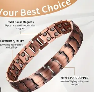 Magnetic Copper Bracelet for Men – Stylish & Durable Wellness Bangle Promoting Balance, Energy, Comfort and Timeless Masculine Design Faith Wear Jewelry Trendy Fashionable Accessories