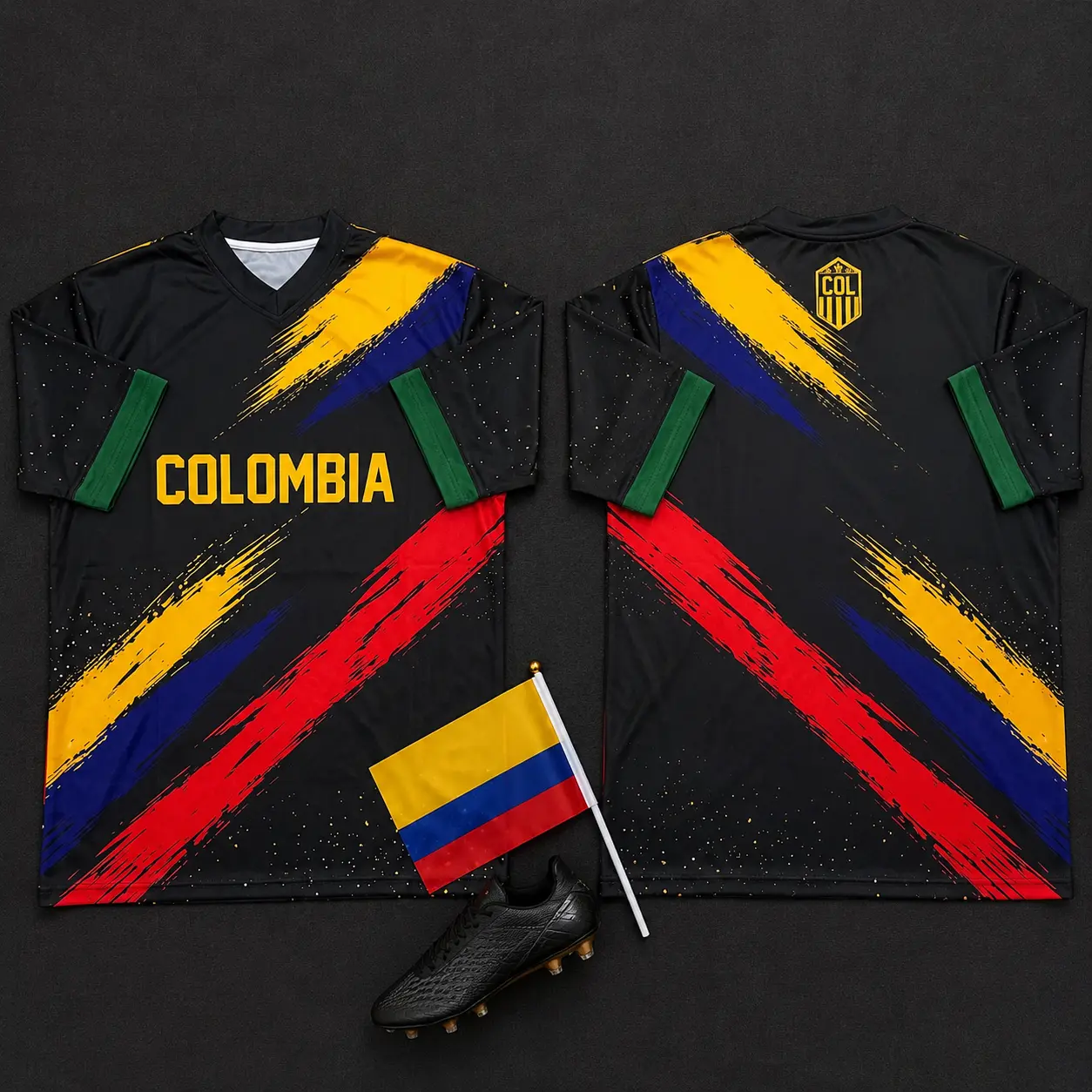 Colombia Sports Jersey, Colombian Flag Graphic Athletic Shirt, Unisex Performance Fan Apparel, Breathable Mesh Activewear Top, Colombia Pride Sportswear, Casual Game Day Clothing Gift for Men Women and Sports Fans