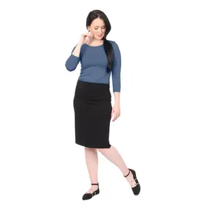 Lightweight Modest Knee Length Pencil Skirt in Cotton Spandex