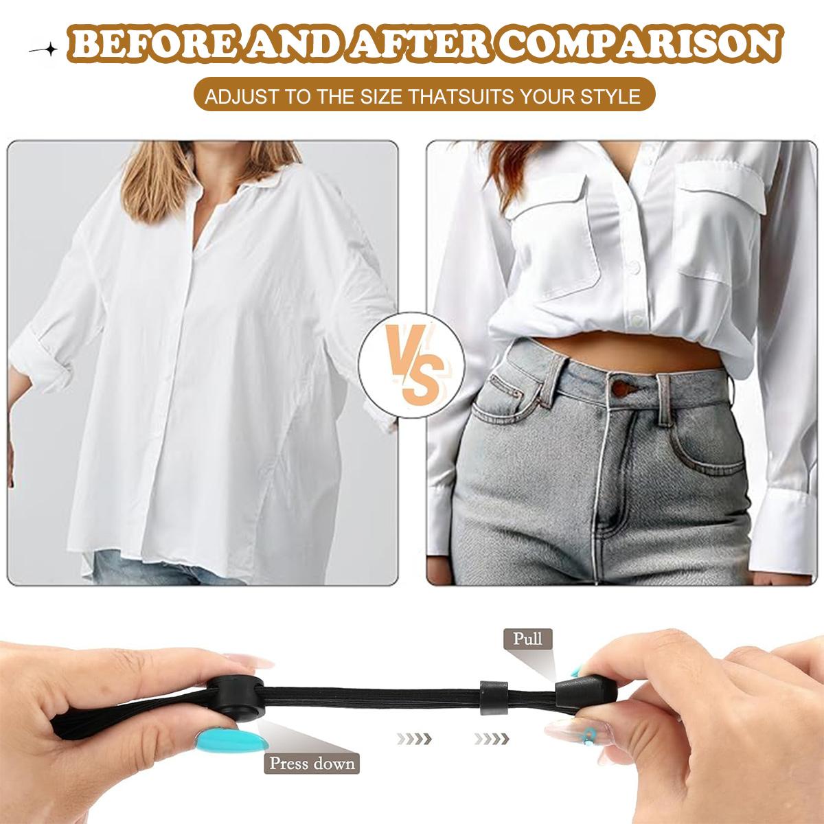2 Pcs Shirt Tuck Band for Women & Men, Adjustable Crop Tuck Belt - Elastic Waist Band to Change The Style & Secure Sweaters & Tops, and Shirts for a Hassle-Free Look