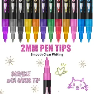 8/12/24/36/48 Colors Double Line Outline Pens, Self-Outline Metallic Markers, Glitter Writing Drawing Pens, Specialty Pen for Christmas Cards, DIY Art Crafts