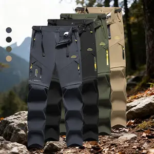 Men's Convertible Tactical Work Pants with Zip-Off Design, Multi-Pocket Durable Fabric for Outdoor Work, Hiking & Mountaineering, Regular Fit Solid Color Pants for four seasons
