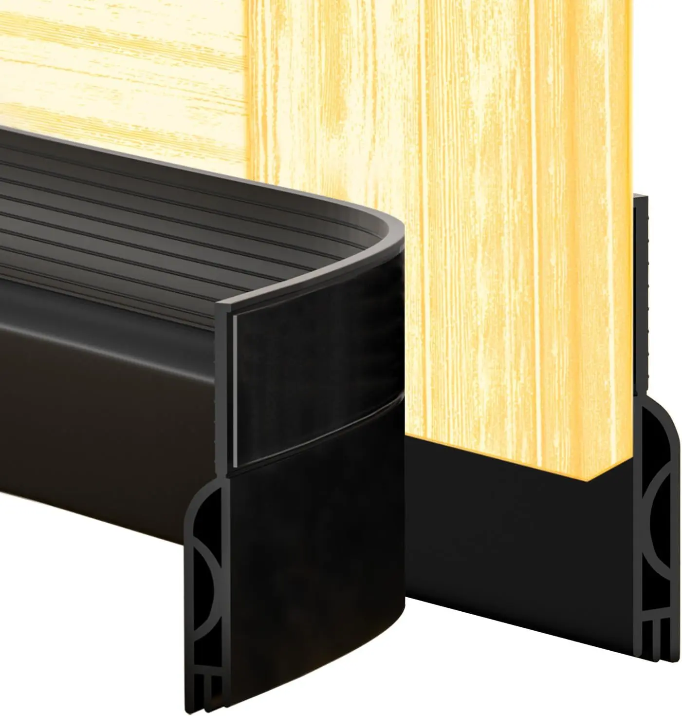 39" Black Door Draft Stopper - Weather Stripping Seal, Easy-Adhesive Gap Blocker for Exterior/Interior Use, Energy-Saving Cold Air & Noise Insulation Hardware Tool