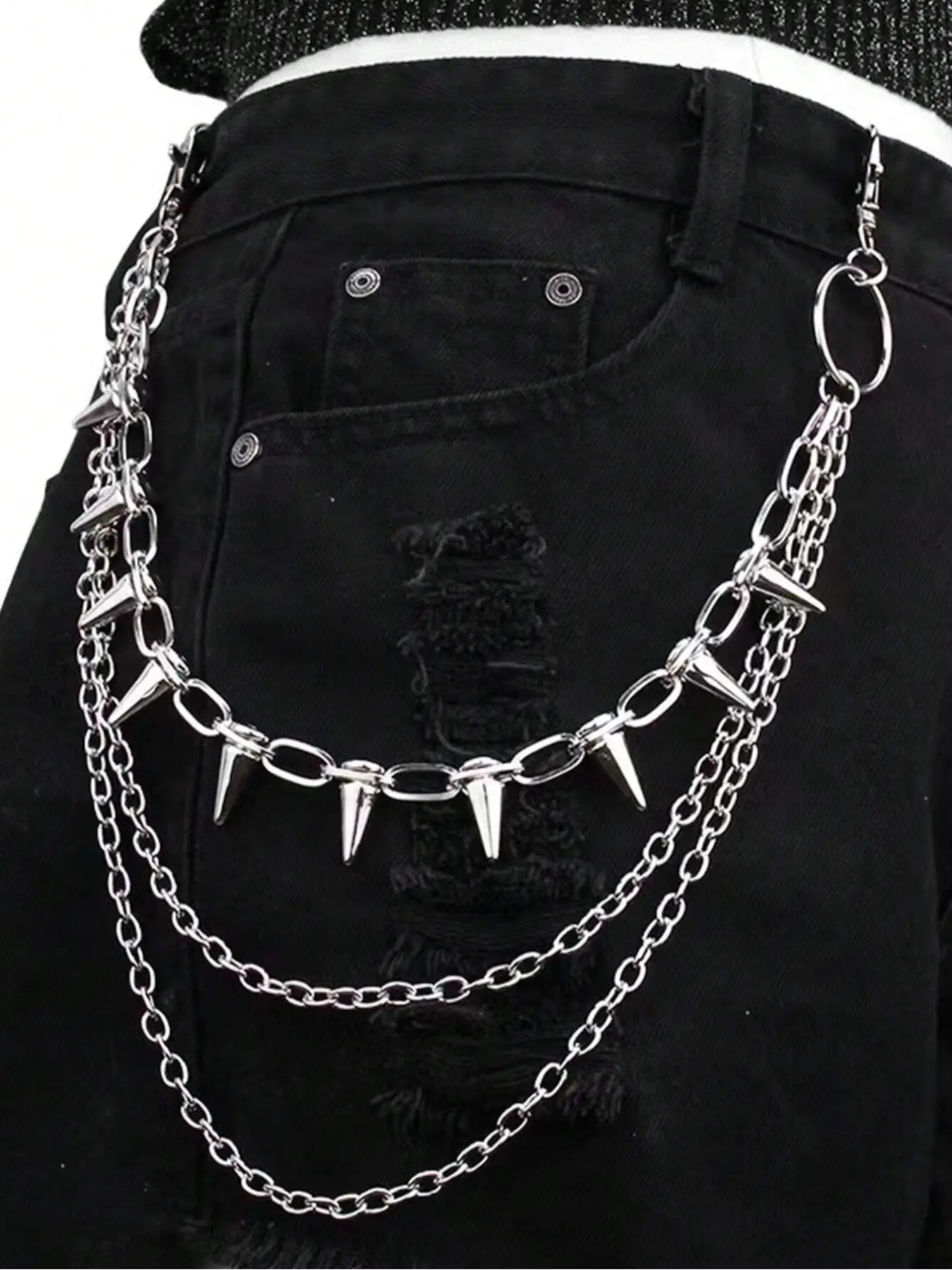 Men's Punk Style Rivet Design Layered Pants Chain, Adjustable Waist Chain, Chain Decorative Belt for Party, Daily Clothing Decor, Fashion Accessories for Birthday Gift, Body Chain, Body Jewelry, Body Jewellery