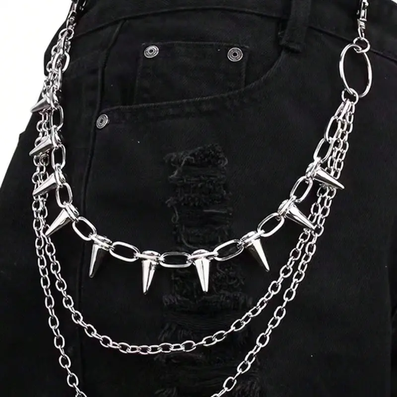 Men's Punk Style Rivet Design Layered Pants Chain, Adjustable Waist Chain, Chain Decorative Belt for Party, Daily Clothing Decor, Fashion Accessories for Birthday Gift, Body Chain, Body Jewelry, Body Jewellery, Waist Chain Accessory