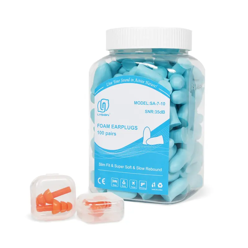 LYSIAN PU Foam Earplugs (100 Pairs) - Slim Fit, Super Soft PU Sponge, 35dB SNR Sound-Dampening, Slow Release, Gentle Insertion for Small Ear Canals, Sleeping, Concerts - Women & Kids Eye & Ear Care