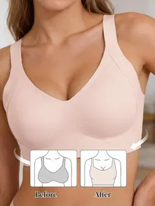 2026 Wireless nude jelly-like smooth Soft full-coverage bra, providing lift, support, comfort, Fitted, and seamless fit, perfect for T-shirts, a style to prevent sagging, plus-size women's underwear, comfortable for all-day Mother's Day Gift