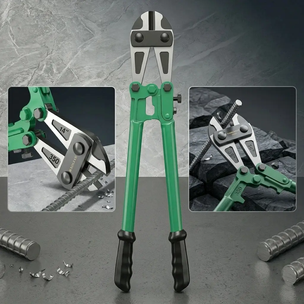 14-Inch Industrial Grade Heavy Duty Wire Cutter - Forged Chrome Vanadium Steel Pliers, Manually Adjustable, High Hardness Sharp Cutting Head, Labor-Saving Durable Hand Tool