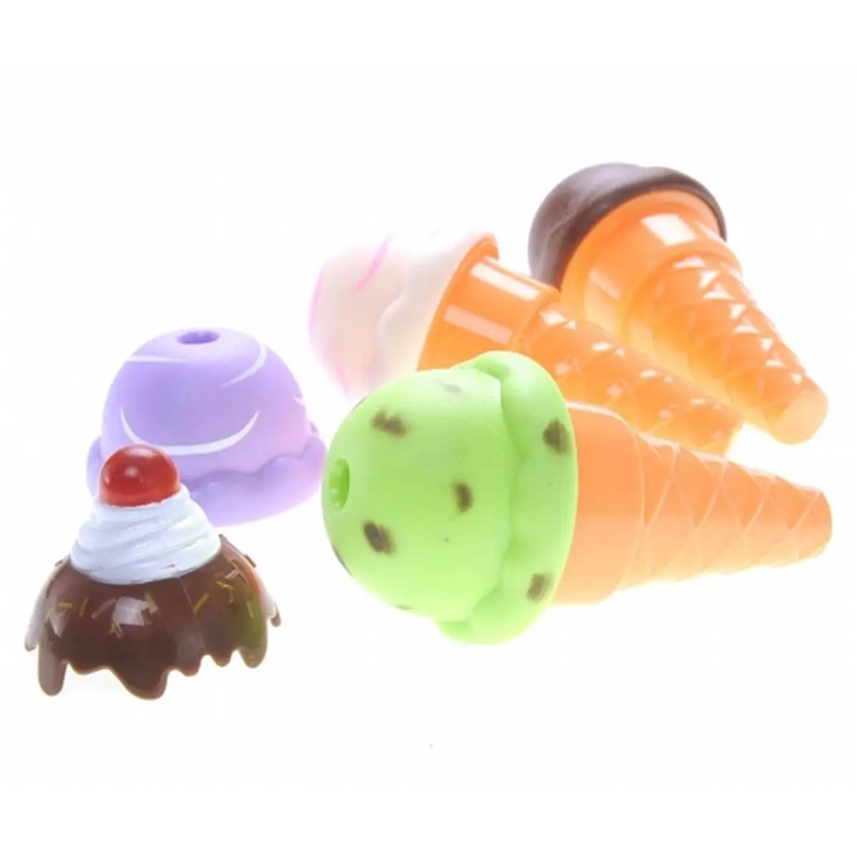212 MAIN Small Animal Pet Pretend Play Set - Ice Cream Parlor Themed Toy with Cups, 48-Piece Cones for Children’s Beginning Math Learning & Development