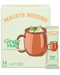 Maud's Mixers Ginger Mule Cocktail Mix, 14 ct, Mocktail Non-Alcoholic Drinks - Made with Real Fruit, Agave, and Ginger - Low Calorie, Low Sugar, Easy to Mix
