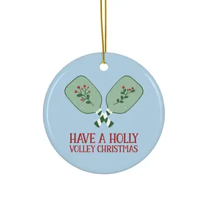 Copy of Pickleball Ceramic Ornament Christmas Decor | Have a Holly Volley Christmas | Paddle Holiday Gift | Xmas Tree Decoration