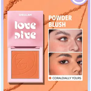SHEGLAM Love Dive Tender Heart Powder Blush-Coraldially Yours  Matte Finish Blush Highly Pigmented Non-Fading Long Lasting Natural Lightweight Blendable Silky Smooth Blusher Black Friday Sale Valentine's Day Giftntine'S Day Blush